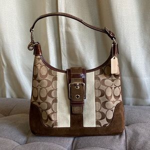 Coach Handbag- Suede leather and silver buckle